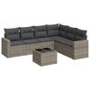 vidaXL 7-tlg. Garten-Sofagarnitur mit Kissen Grau Poly Rattan