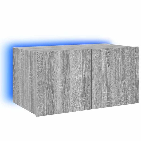 vidaXL TV-Wandschrank mit LED-Leuchten Grau Sonoma 60x35x31 cm