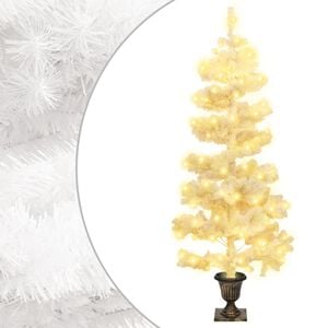 vidaXL Spiral-Weihnachtsbaum mit Beleuchtung und Topf Wei&szlig; 120 cm