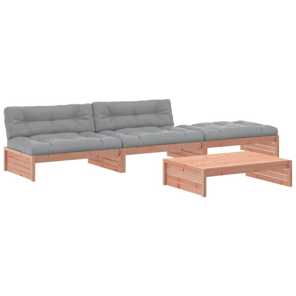 vidaXL 4-tlg. Garten-Lounge-Set mit Kissen Massivholz Douglasie