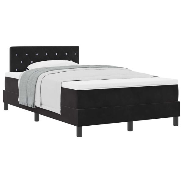 vidaXL Boxspringbett mit Matratze Schwarz 120 x 200 cm Samt
