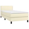 vidaXL Boxspringbett mit Matratze & LED Creme 100x200 cm Kunstleder