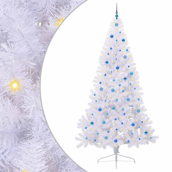 vidaXL Künstlicher Weihnachtsbaum Weiß 240 cm PVC und Stahl