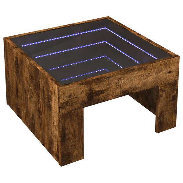 vidaXL Couchtisch mit Infinity-LED R&auml;uchereiche 50x50x30 cm