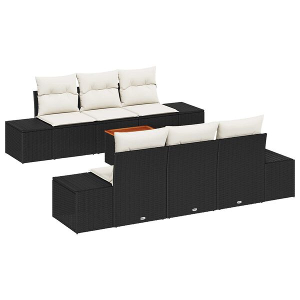 vidaXL Gartensofa-set mit Kissen 7 pcs Schwarz Poly-Rattan