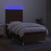 vidaXL Boxspringbett mit Matratze & LED Dunkelbraun 90x200 cm Stoff