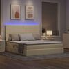vidaXL Bett mit Stauraum und LED mit LED Creme 160 x 200 cm Polyester