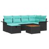 vidaXL Gartensofa-set mit Kissen 7 pcs Schwarz Poly Rattan