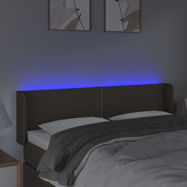 vidaXL LED Kopfteil Taupe 147x16x78/88 cm Stoff