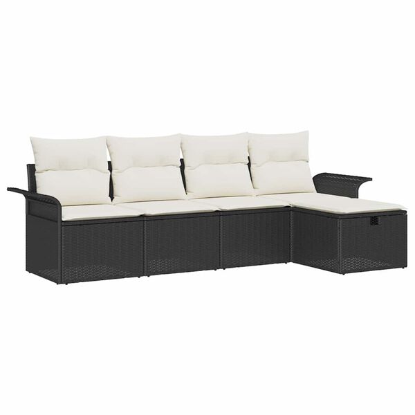 vidaXL Gartensofa-set mit Kissen 5 pcs Schwarz und Creme Poly-Rattan