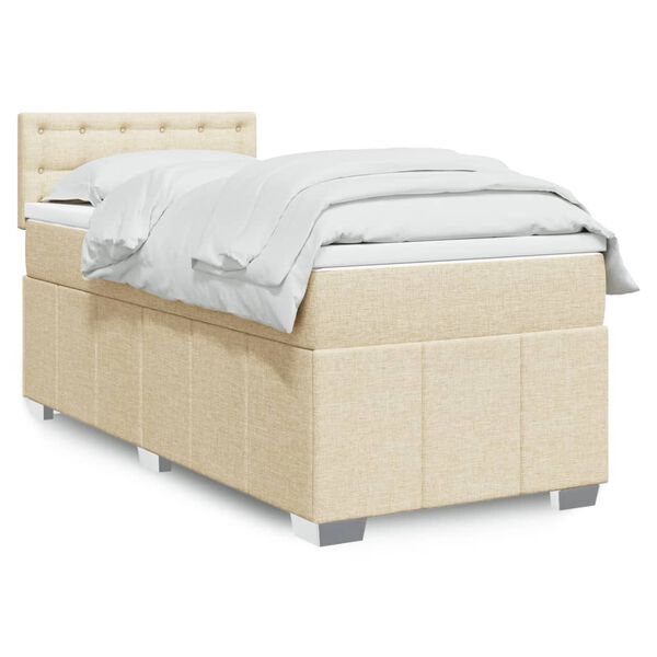 vidaXL Boxspringbett mit Matratze Creme 90x190 cm Stoff