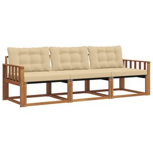 vidaXL Outdoor-Sofagarnitur mit Kissen 3 pcs Natur und Beige