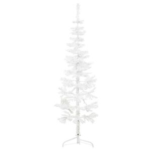 vidaXL K&uuml;nstlicher Halb-Weihnachtsbaum mit St&auml;nder Schlank Wei&szlig; 120 cm