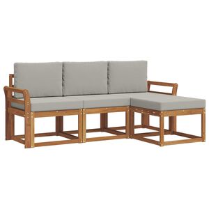 vidaXL Outdoor-Sofagarnitur mit Kissen 4 pcs Nat&uuml;rlich und Hellgrau