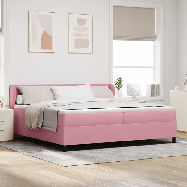 vidaXL Boxspringbett mit Matratze mit Kopfteil Rosa 200 x 200 cm Samt