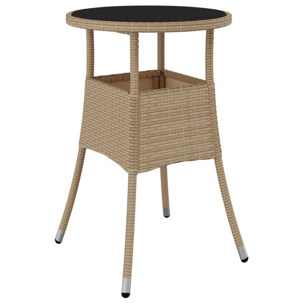 vidaXL 3-tlg. Garten-Essgruppe mit Kissen Beige Poly Rattan und Glas