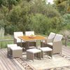 vidaXL 9-tlg. Garten-Essgruppe mit Kissen Poly Rattan Beige