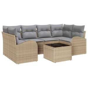 vidaXL Gartensofa-set mit Speicher 7 pcs Beige und Grau Poly-Rattan