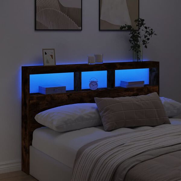 vidaXL LED-Kopfteil mit Ablage R&auml;uchereiche 160x17x102 cm