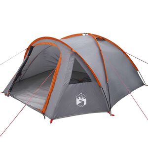 vidaXL Kuppelzelt 4 Personen 308 x 268 x 130 cm Grau und Orange Taft