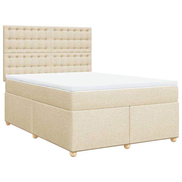 vidaXL Boxspringbett mit Matratze Creme 140x200 cm Stoff