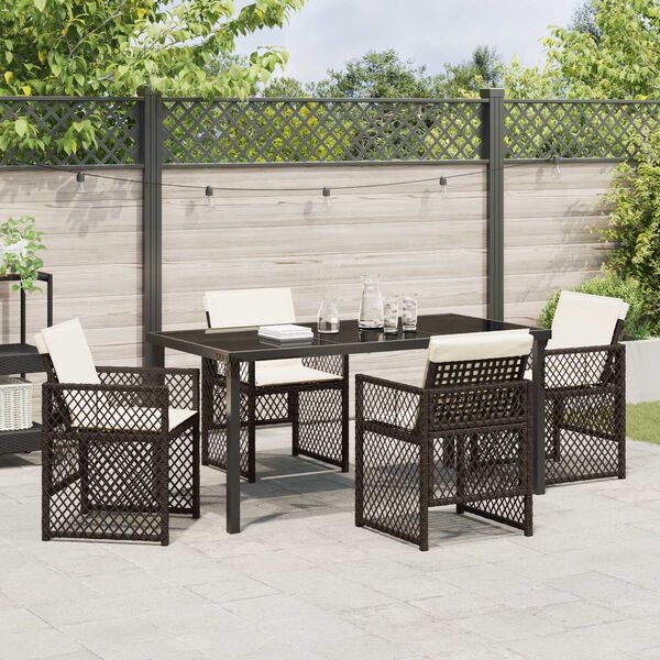 vidaXL Garten Essgruppe 5 pcs Braun Poly-Rattan