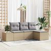 vidaXL Garten-Sofa-Set mit Kissen 4 pcs Beige und Hellgrau Poly-Rattan
