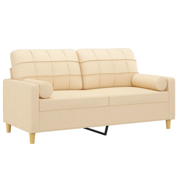 vidaXL 2-Sitzer-Sofa mit Kissen Creme 140 cm Stoff
