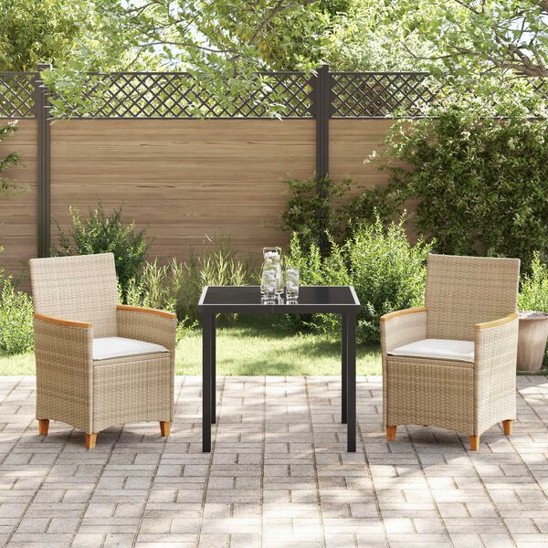 vidaXL Garten Essgruppe 3 pcs Beige Poly-Rattan