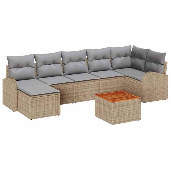 vidaXL Gartensofa-set 8 pcs Beige und Hellgrau Poly-Rattan