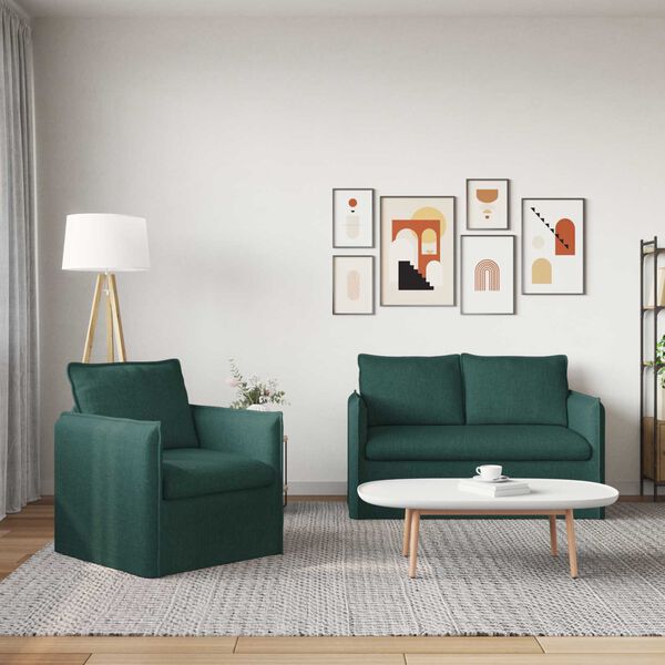 vidaXL Sofa 2 pcs Dunkelgr&uuml;n
