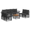 vidaXL Outdoor-Sofagarnitur 9 pcs Schwarz und Dunkelgrau Polyester