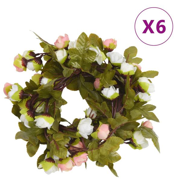 vidaXL Blumengirlanden Blumen 6 Stk. Champagnerfarben 215 cm