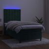 vidaXL Boxspringbett mit Matratze & LED Dunkelgr&uuml;n 90x200 cm Samt