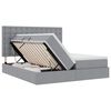 vidaXL Bett mit LED-Lichtleisten Hellgrau 200 x 200 cm Stoff