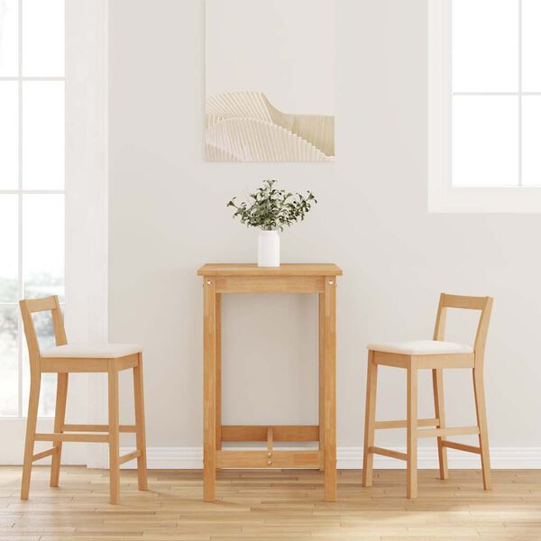 vidaXL Barhocker mit Kissen 2 Stk. Natur Massivholz Gummibaum