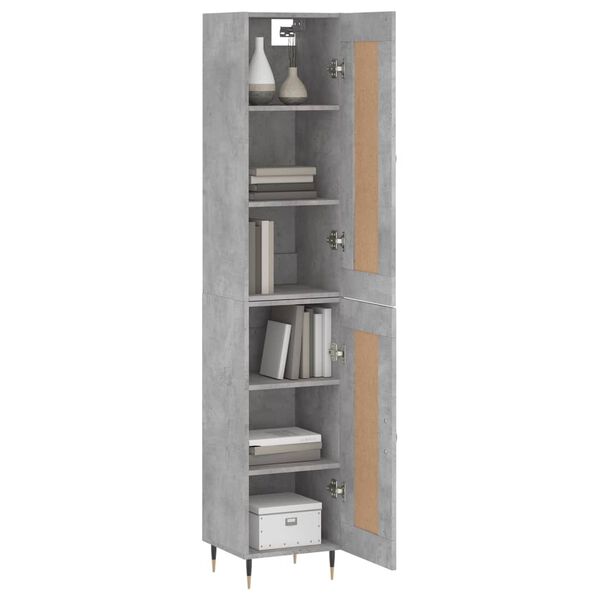 vidaXL Highboard Betongrau 34,5x34x180 cm Holzwerkstoff
