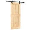 vidaXL Schiebet&uuml;r Nat&uuml;rlich und Schwarz 85 x 210 cm Massivkiefer