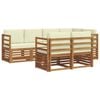 vidaXL Outdoor-Sofagarnitur 7 stk. Natur und Creme Polyester