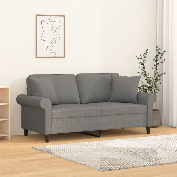 vidaXL 2-Sitzer-Sofa mit Kissen Dunkelgrau 140 cm Stoff