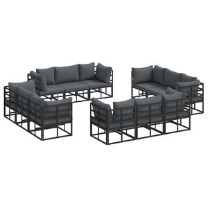 vidaXL Gartensofa-set 12 stk. Schwarz Metall