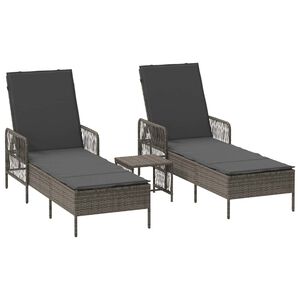 vidaXL Sonnenliege 3 pcs Grau und Dunkelgrau 55 x 200 x 92 cm