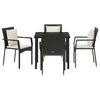 vidaXL Garten Essgruppe mit Kissen 5 pcs Schwarz Poly-Rattan