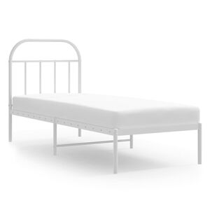 vidaXL Metallbett ohne Matratze mit Kopfteil Wei&szlig; 75x190 cm