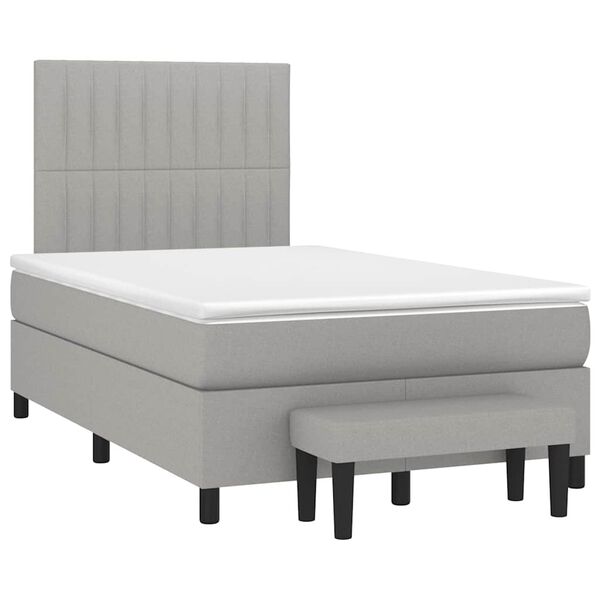 vidaXL Boxspringbett mit Matratze Hellgrau 120x190 cm Stoff