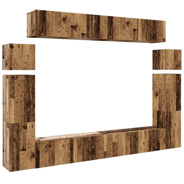 vidaXL 8-tlg. TV-Schrank-Set Wandmontage Altholz-Optik Holzwerkstoff