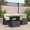 vidaXL Gartensofa-set mit Kissen mit Kissen 5 pcs Schwarz Poly Rattan