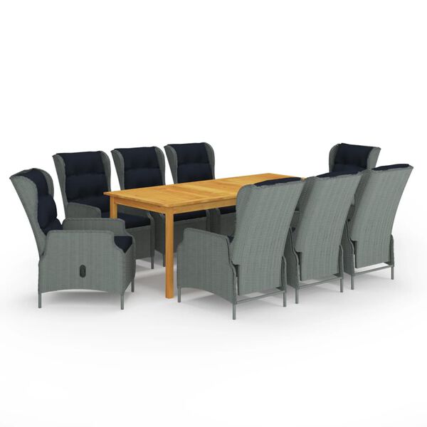 vidaXL 9-tlg. Garten-Essgruppe Hellgrau