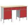 vidaXL Werkbank 3 pcs Rot 150 x 55 x 85 cm Holzwerkstoff und Stahl