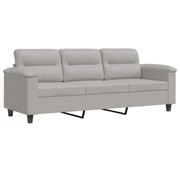 vidaXL 3-Sitzer-Sofa Hellgrau 180 cm Mikrofasergewebe